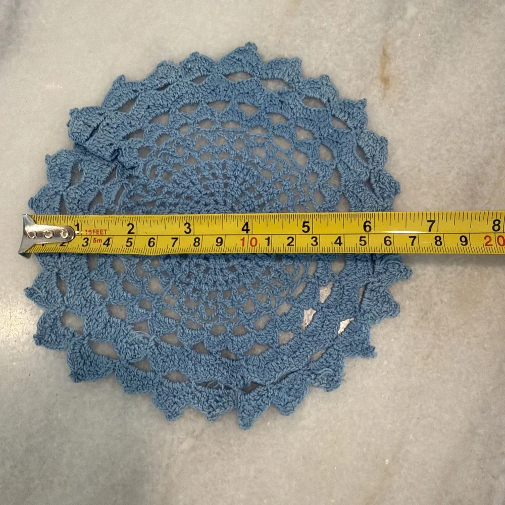 vintage hand crocheted doily Blue